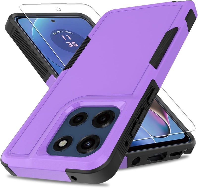 yuanming for Moto G Stylus 5G 2025 Case,[Military Grade Drop Tested] with Screen Protector,Dual Layer Protective Heavy Duty Cell Phone Cover Non-Slip Shockproof Case for Motorola G Stylus 5G 2025 (Purple) - Image 1